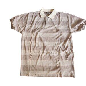 Le Tigre Polo Shirt Vintage Light Lilac White Striped Short Sleeve Mens XL Slim